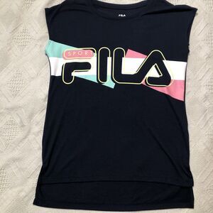 FILA Women's Sleeveless Activewear Crew Neck Tee Shirt Navy Blue Small Y2K